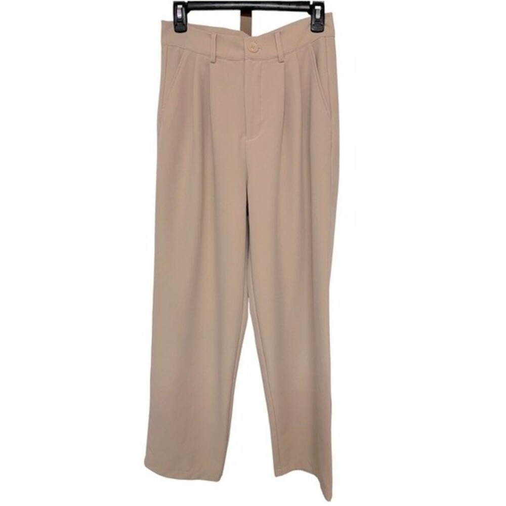 Dazy Women’s High Waist Plicated Detail Straight Leg Pants